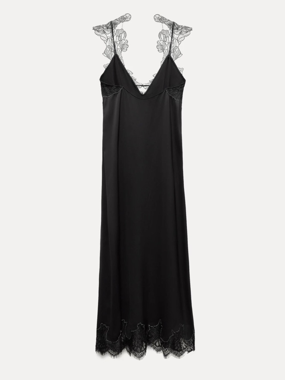 NWOT ZARA AW24 ZW COLLECTION LACE TRIM BRIEF DRESS 8369/515 BLACK LINGERIE DRESS - Picture 6 of 15